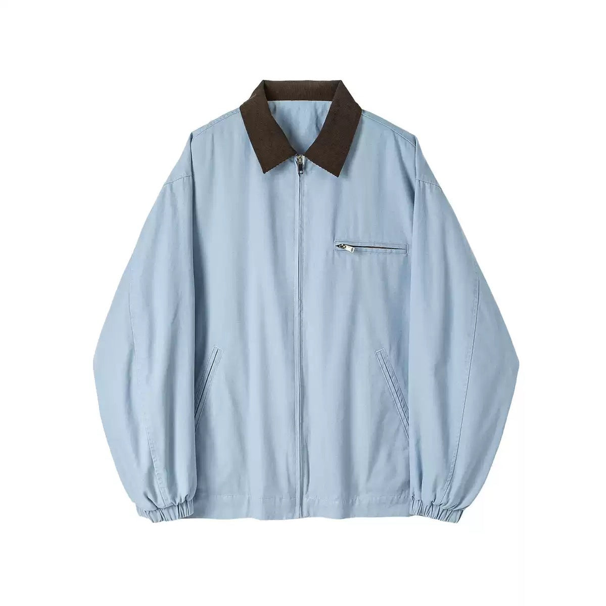 Denimyth American Vintage Color-Block Collared Oversized Casual Jacket