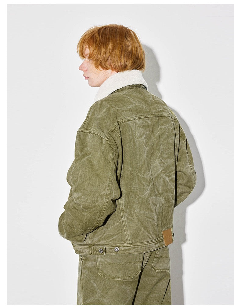 Denimyth Vintage-Style American Denim Jacket with Fleece Collar