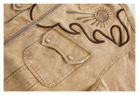 Denimyth Vintage Embroidered Distressed Workwear Western Cowboy Jacket