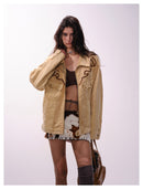 Denimyth Vintage Embroidered Distressed Workwear Western Cowboy Jacket