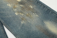 Denimyth Splatter-Washed Distressed Men's Hip-Hop Straight-Leg Jeans