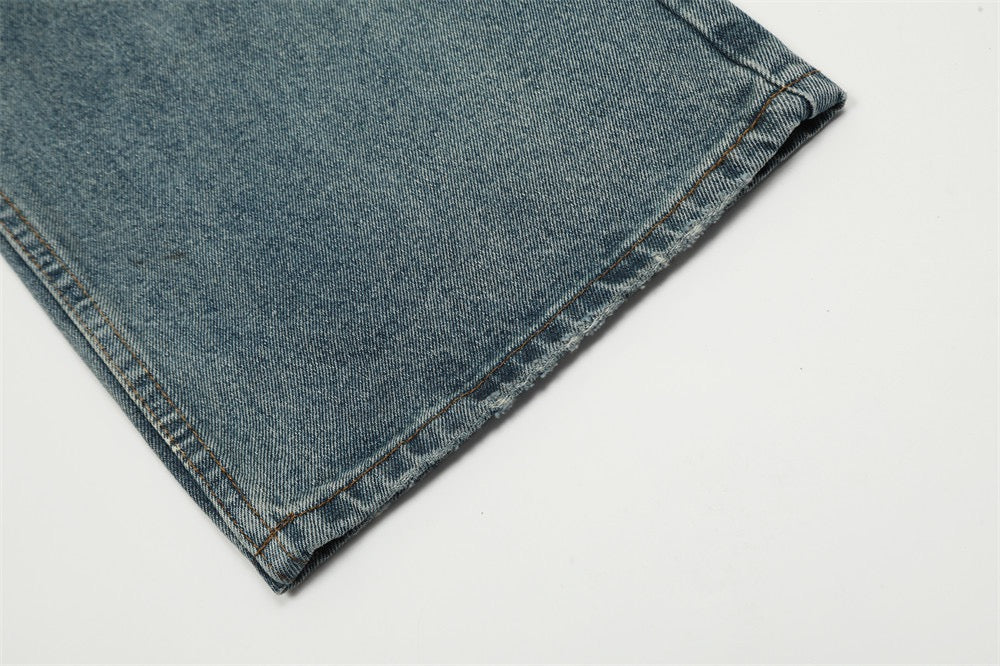 Denimyth Splatter-Washed Distressed Men's Hip-Hop Straight-Leg Jeans