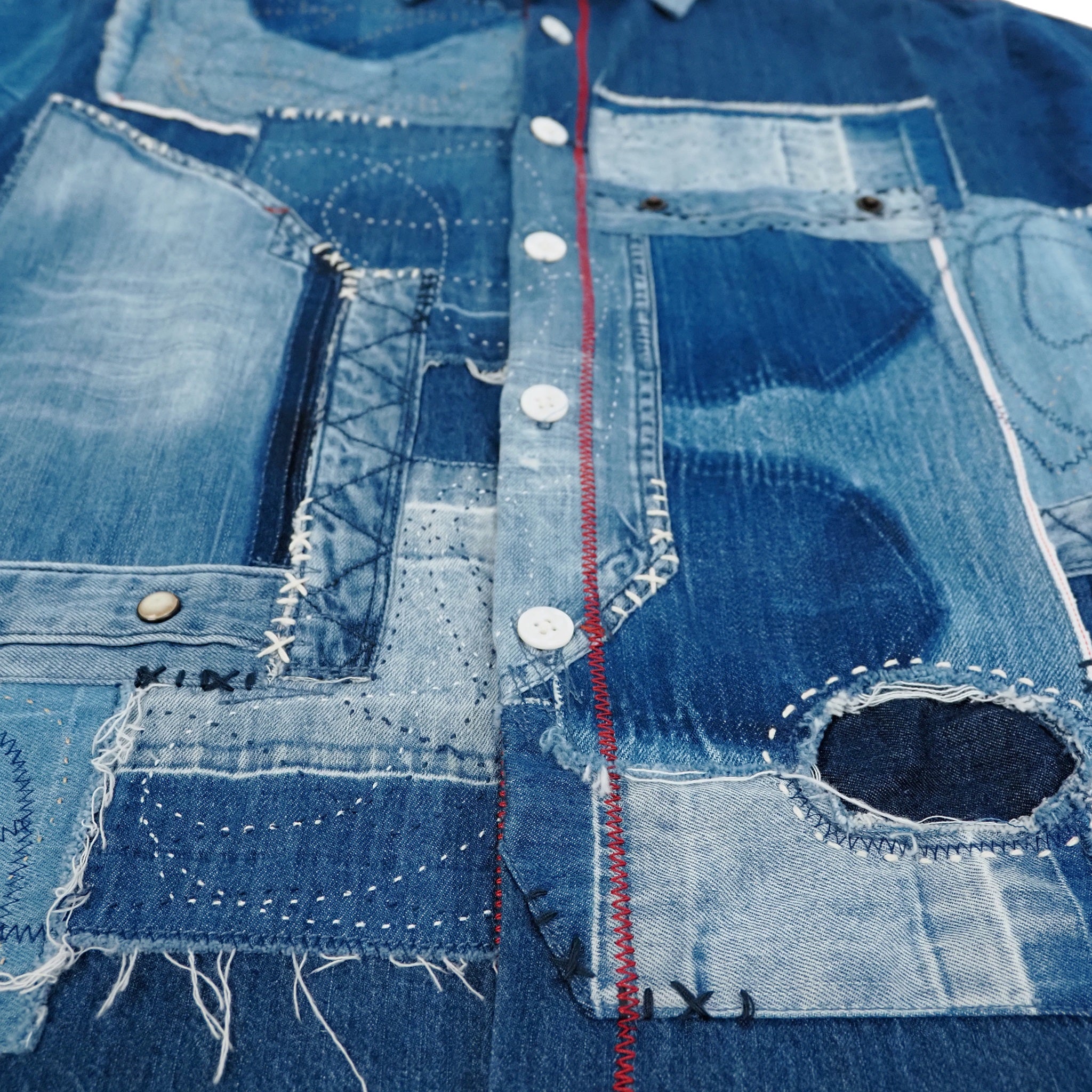 designer custom Japanese patchwork denim shirt