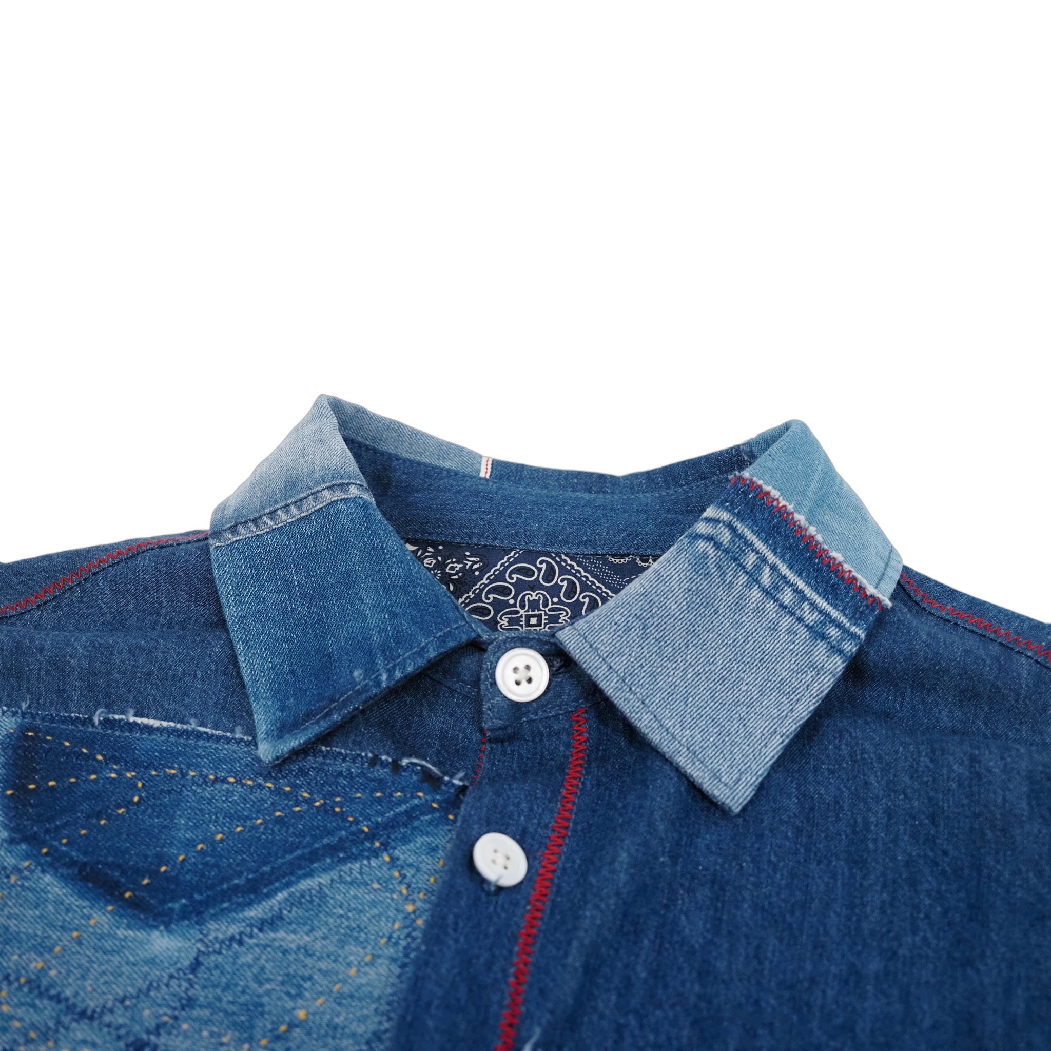designer custom Japanese patchwork denim shirt