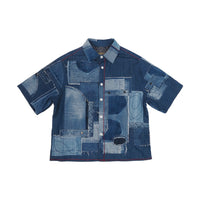 designer custom Japanese patchwork denim shirt