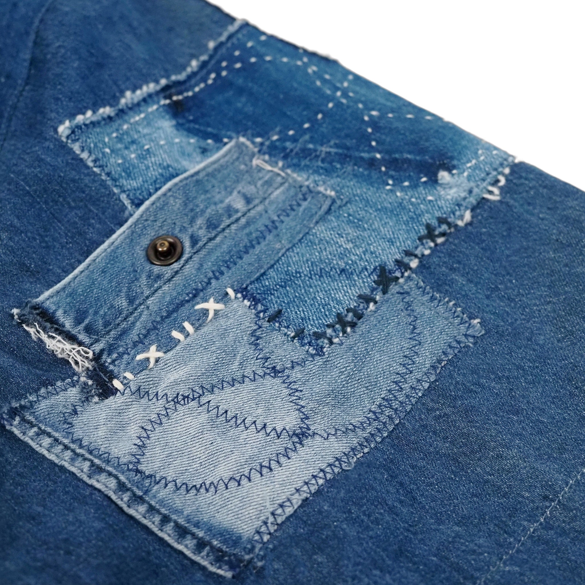 designer custom Japanese patchwork denim shirt