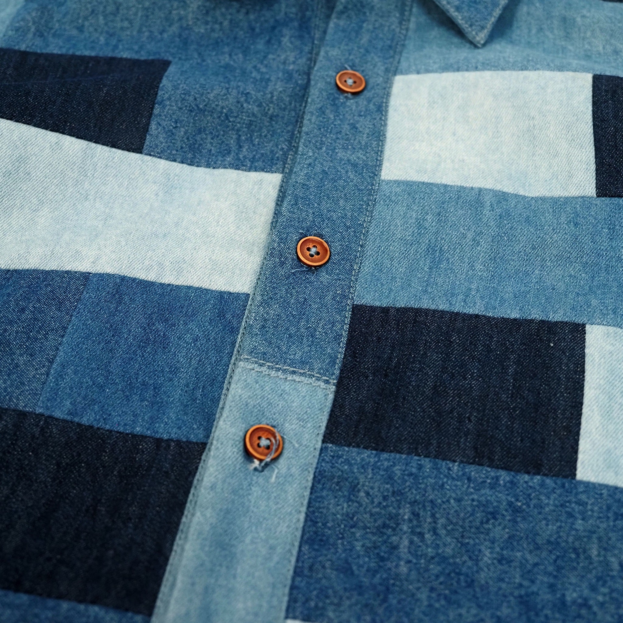 Brickwork Patchwork Denim Shirt