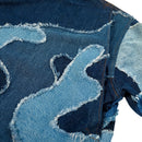 patchwork denim jacket with cloud pattern