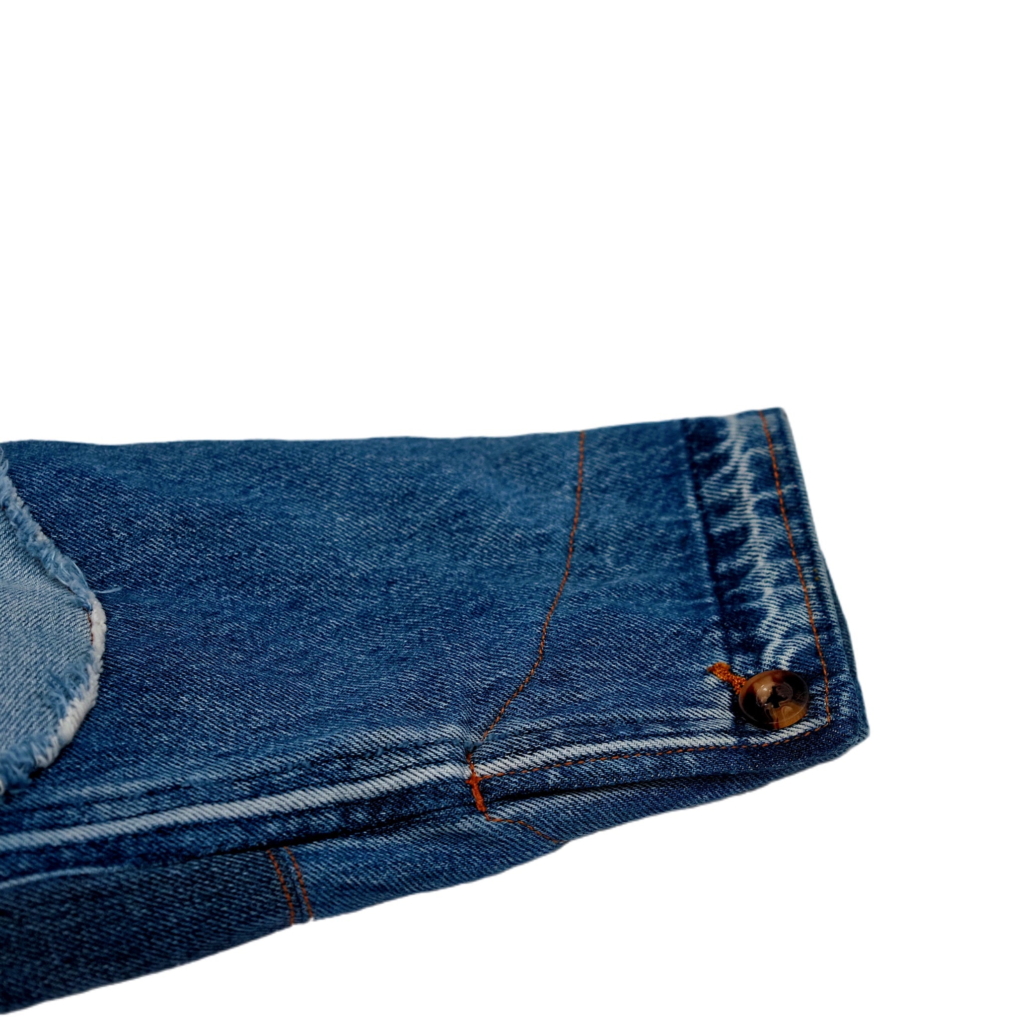 patchwork denim jacket with cloud pattern