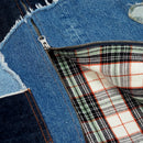 patchwork denim jacket with cloud pattern