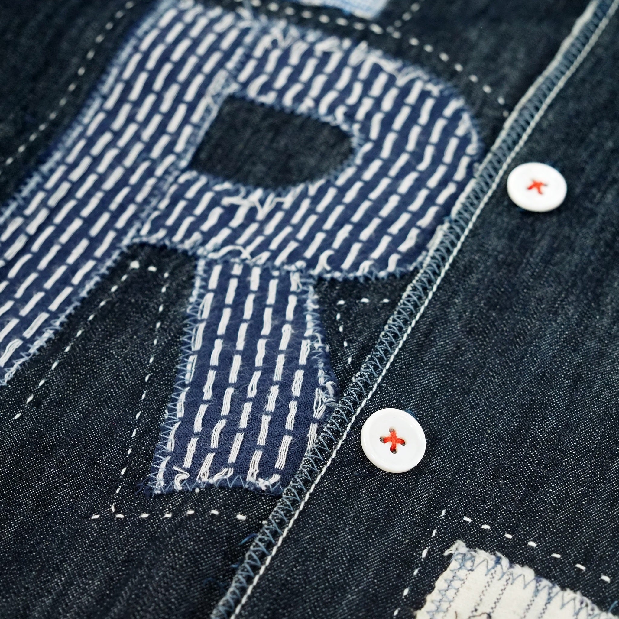 Denim Alphabet Patchwork Shirt