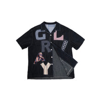 Denim Alphabet Patchwork Shirt