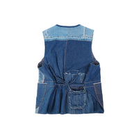 designer custom handcrafted waist-tie denim vest