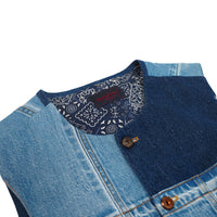 designer custom handcrafted waist-tie denim vest