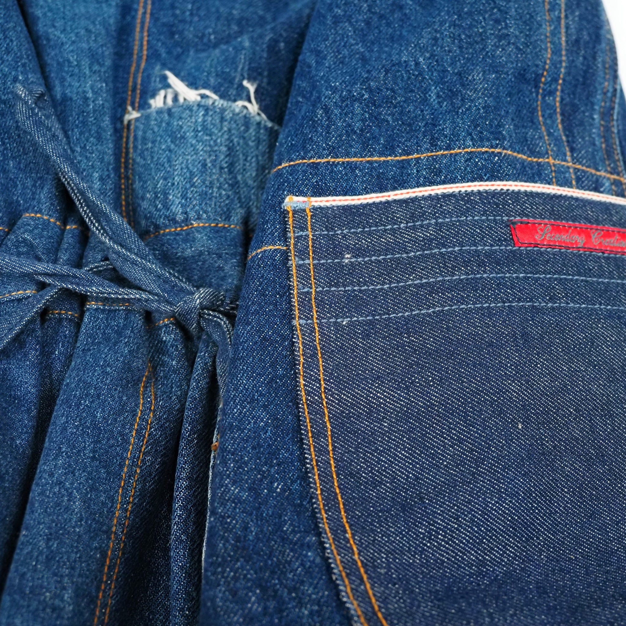 designer custom handcrafted waist-tie denim vest