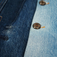 designer custom handcrafted waist-tie denim vest