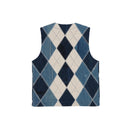 Designer custom handcrafted denim argyle vest