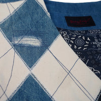 Designer custom handcrafted denim argyle vest