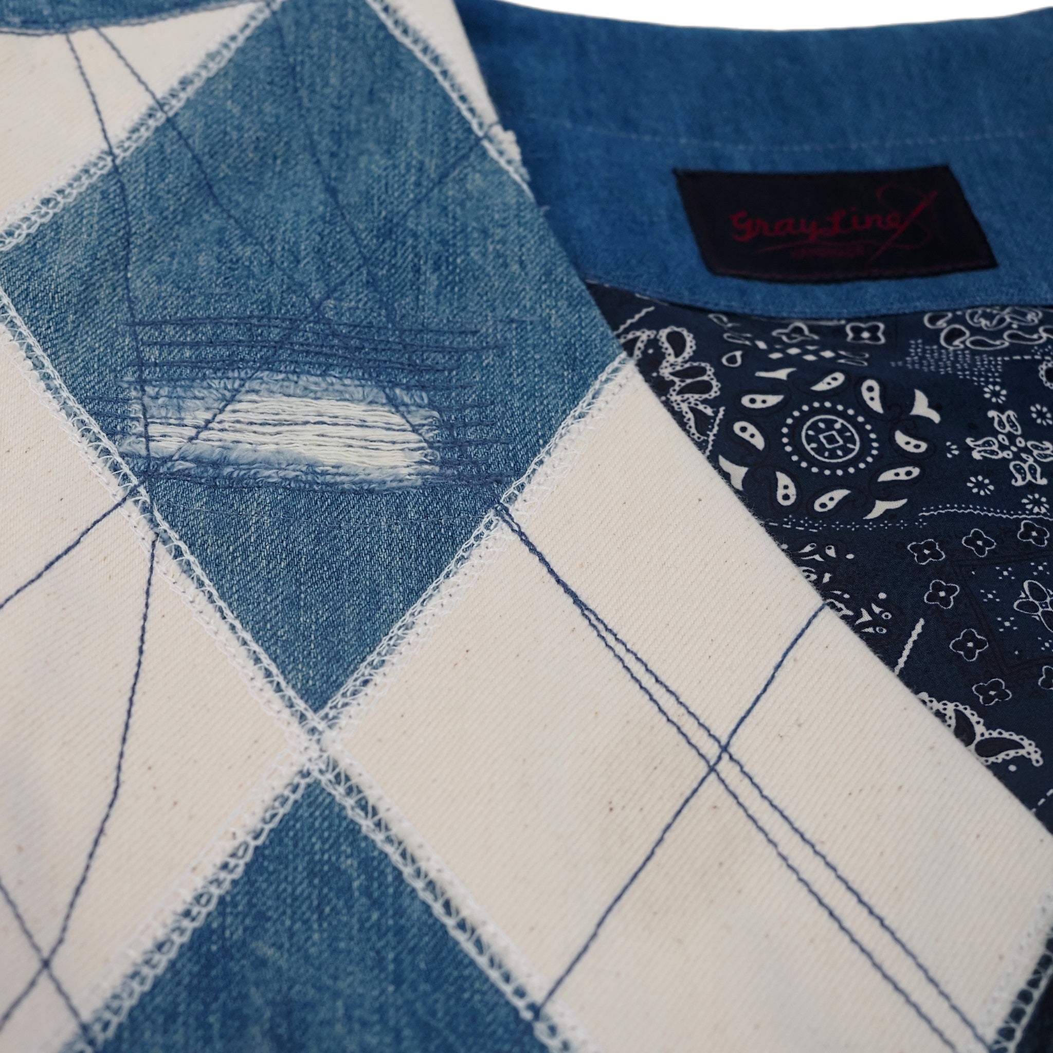 Designer custom handcrafted denim argyle vest