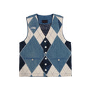 Designer custom handcrafted denim argyle vest