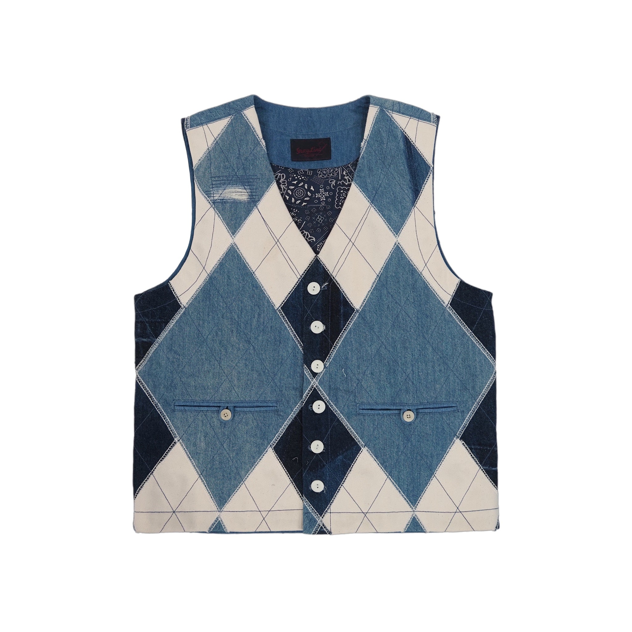 Denim Argyle Atelier Vest