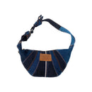 patchwork denim crossbody bag with ray pattern
