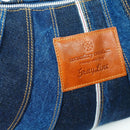 patchwork denim crossbody bag with ray pattern