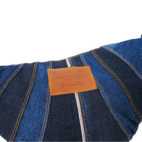 patchwork denim crossbody bag with ray pattern