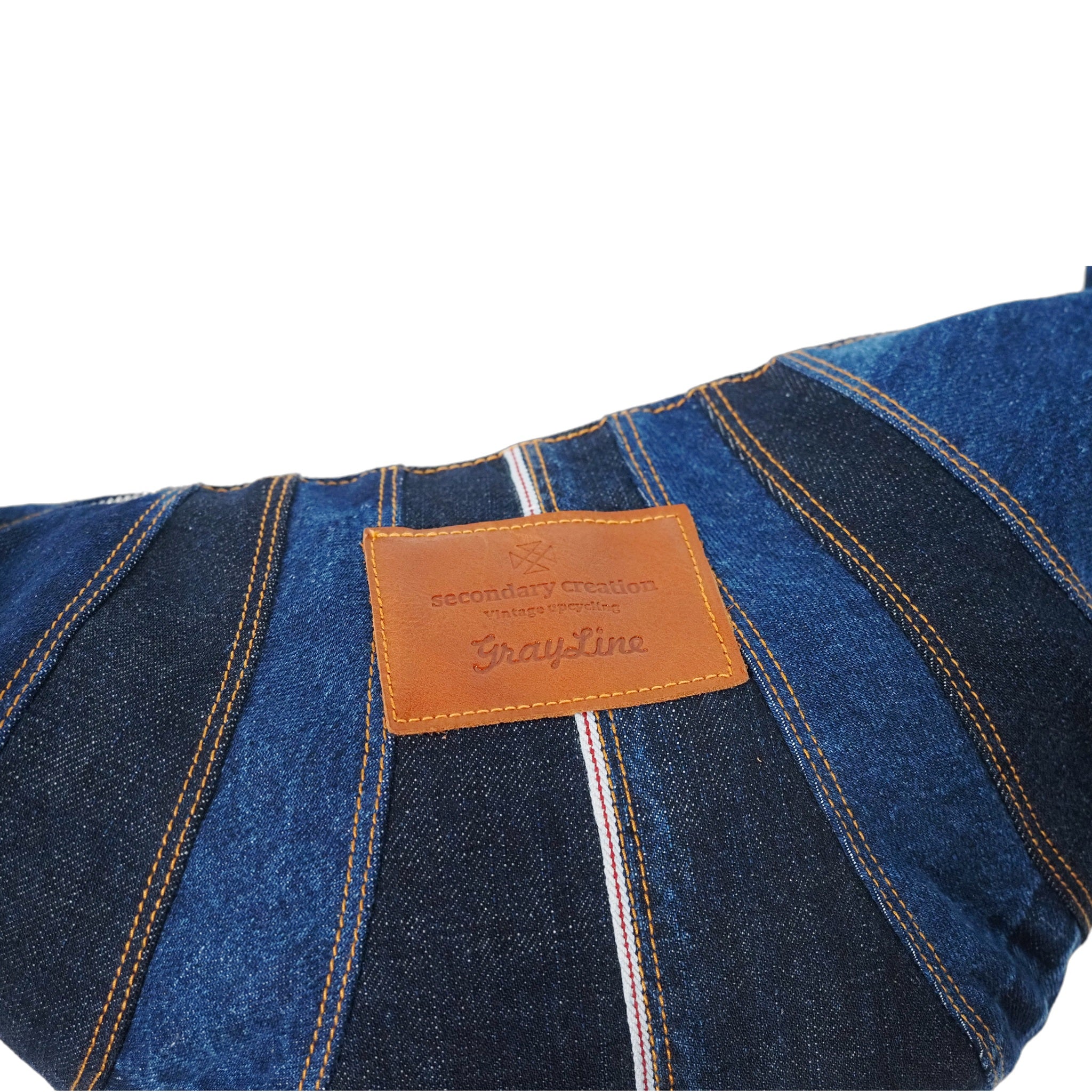 patchwork denim crossbody bag with ray pattern