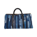 designer handmade vertical stripe patchwork denim bag