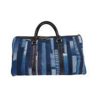 designer handmade vertical stripe patchwork denim bag