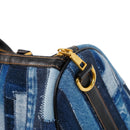 designer handmade vertical stripe patchwork denim bag