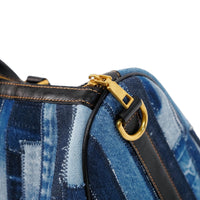 designer handmade vertical stripe patchwork denim bag