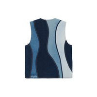 Denim Waveflow Patchwork Vest