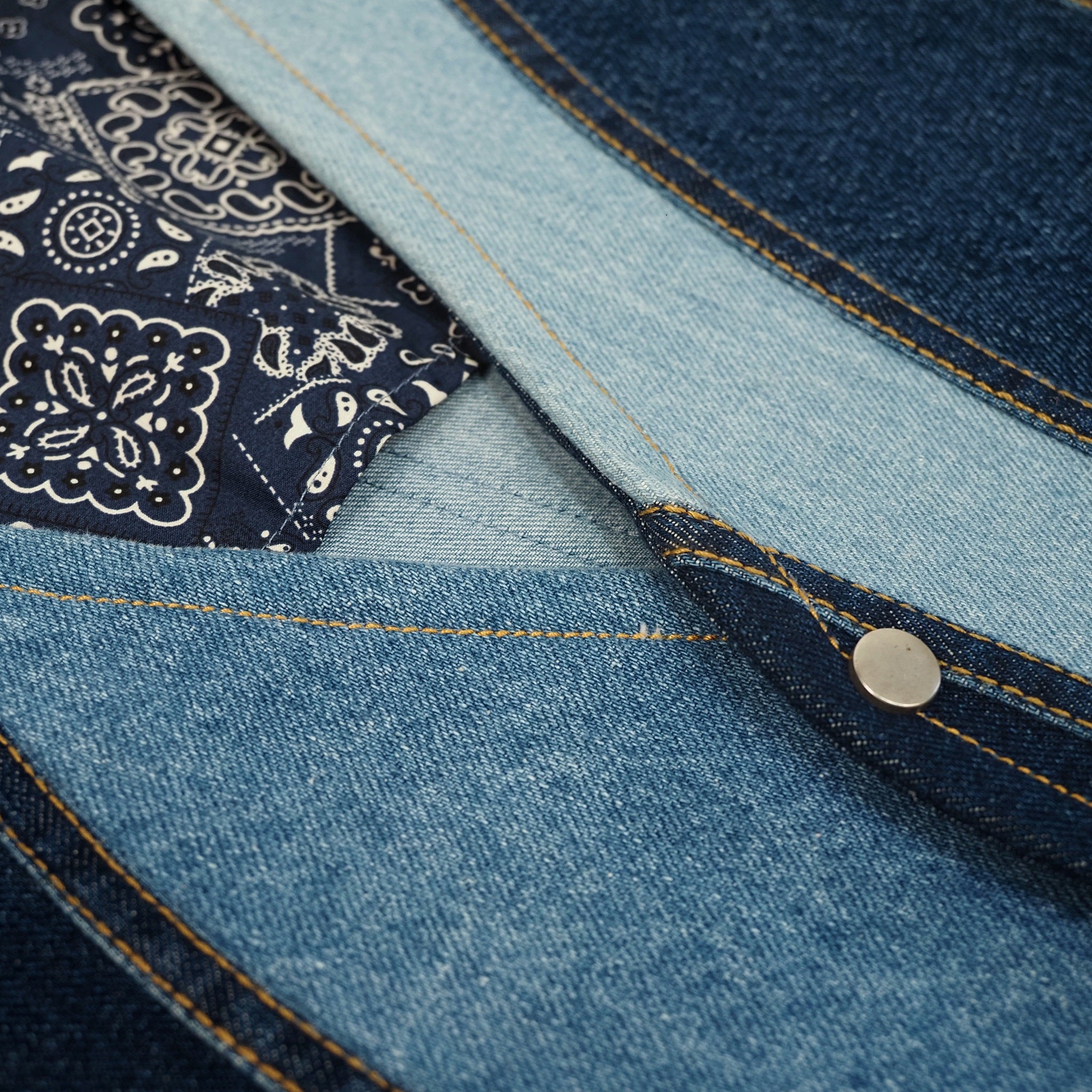 Denim Waveflow Patchwork Vest