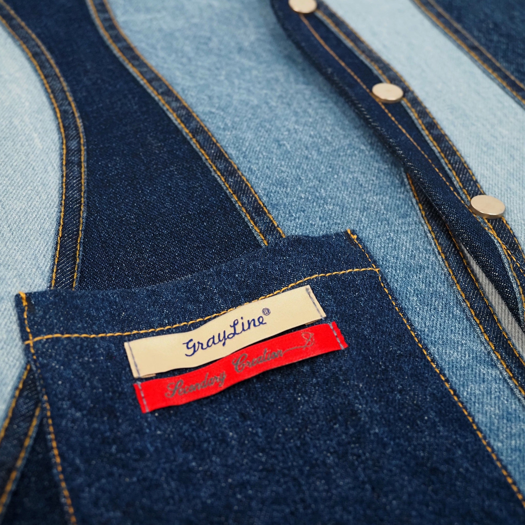 Denim Waveflow Patchwork Vest