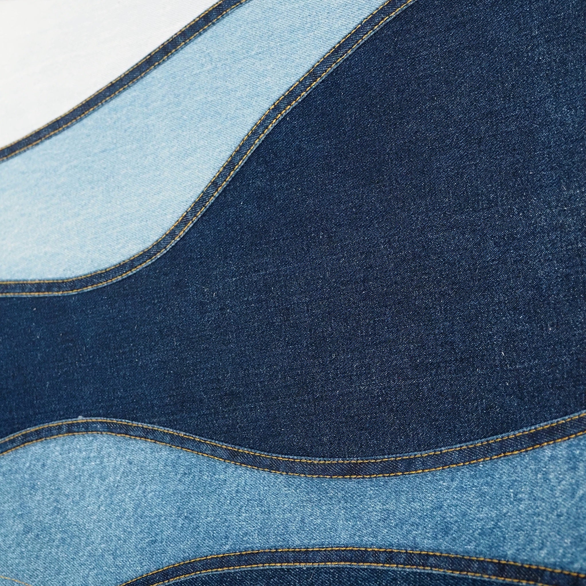 Denim Waveflow Patchwork Vest