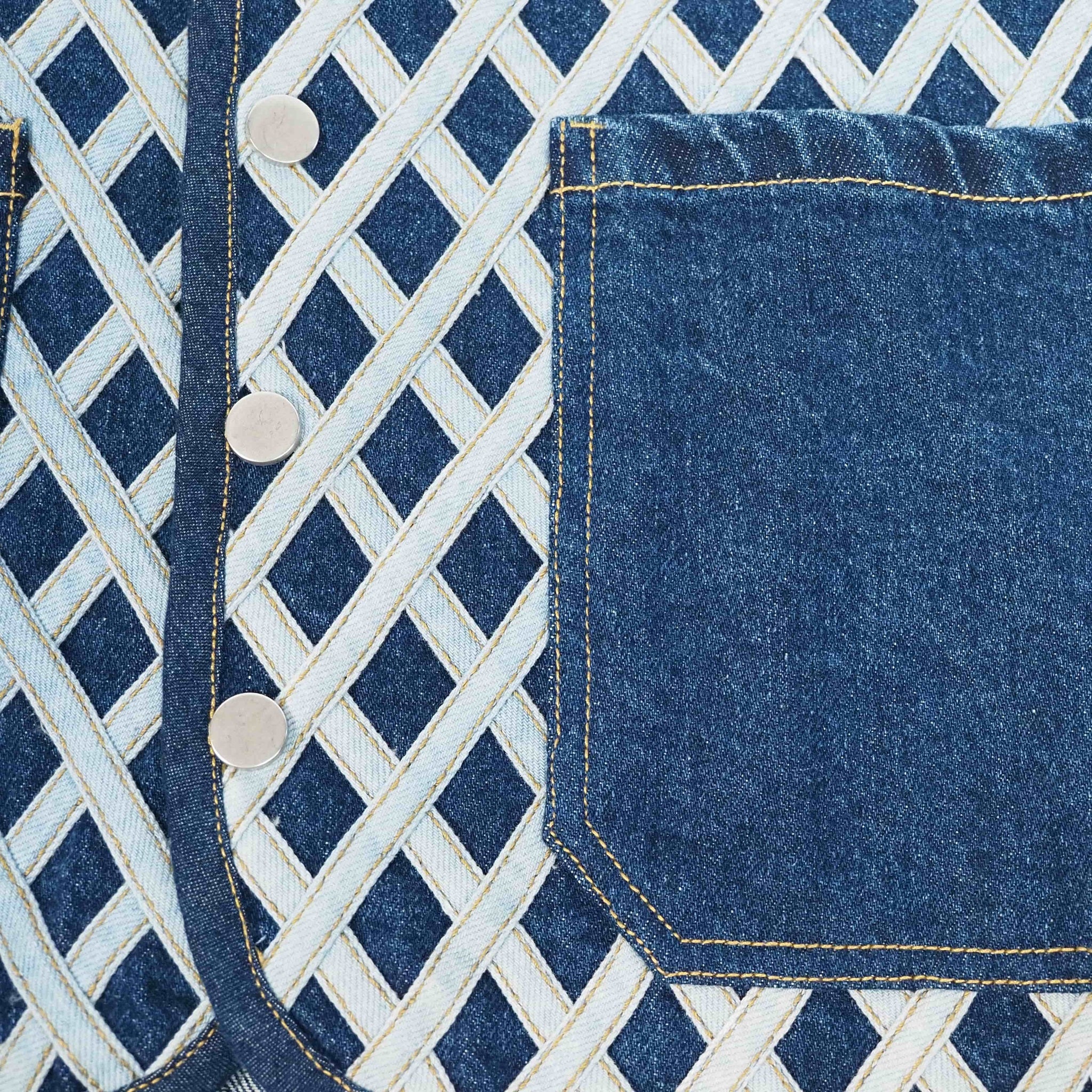 denim lattice vest