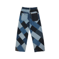 Diagonal Patchwork Denim Jeans