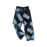 Diagonal Patchwork Denim Jeans