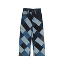 Diagonal Patchwork Denim Jeans
