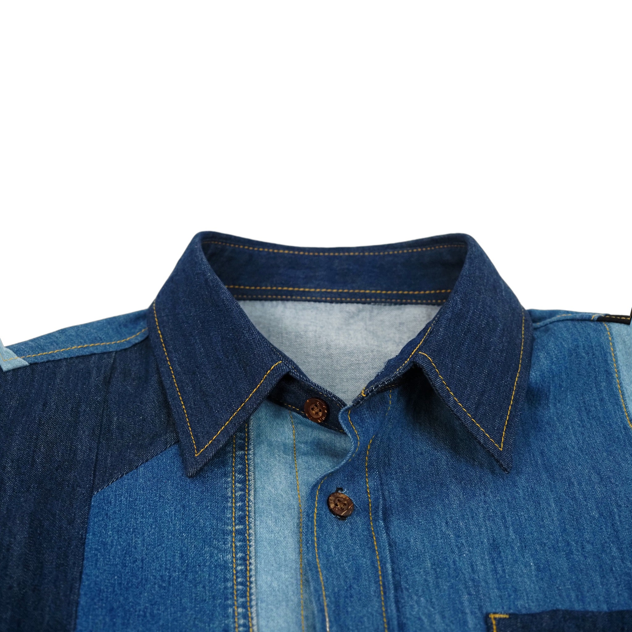 Geometric Patchwork Denim Shirt