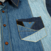 Geometric Patchwork Denim Shirt