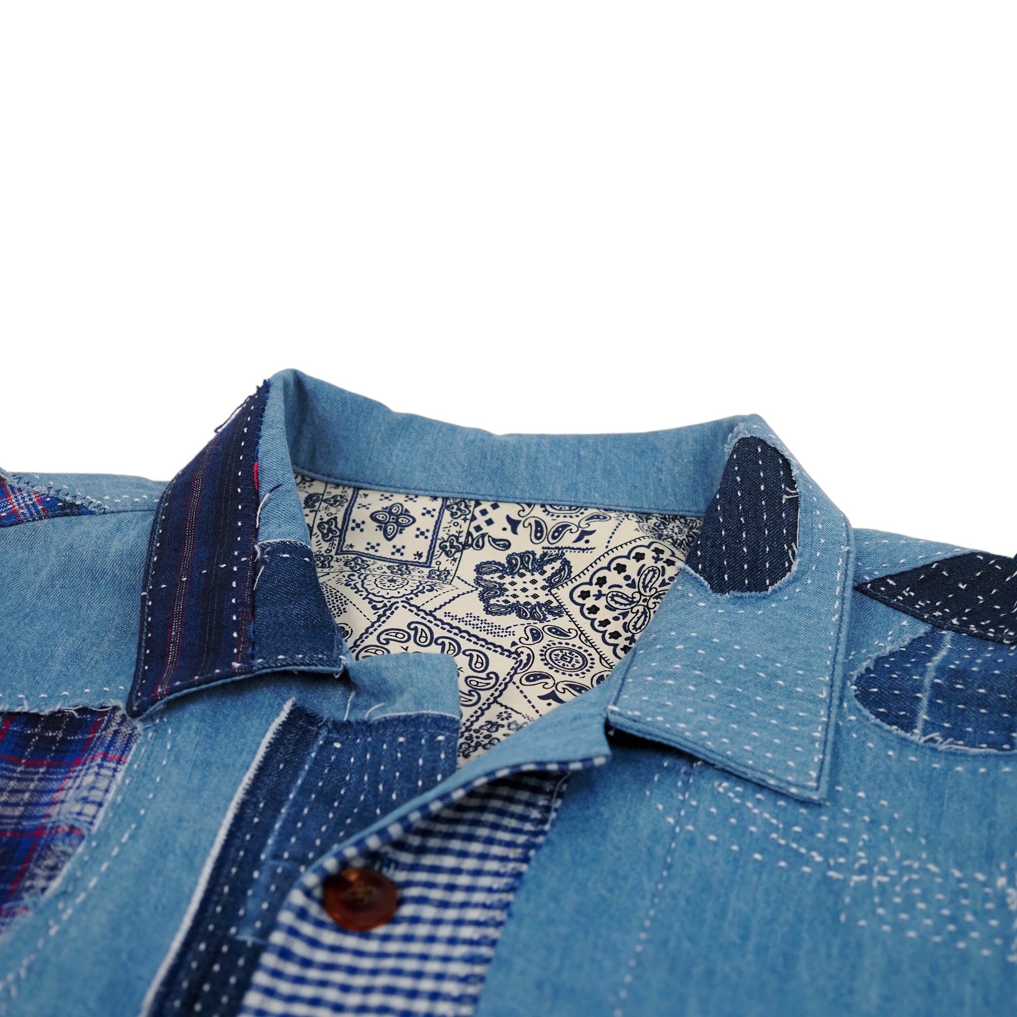 designer custom patchwork denim shirt