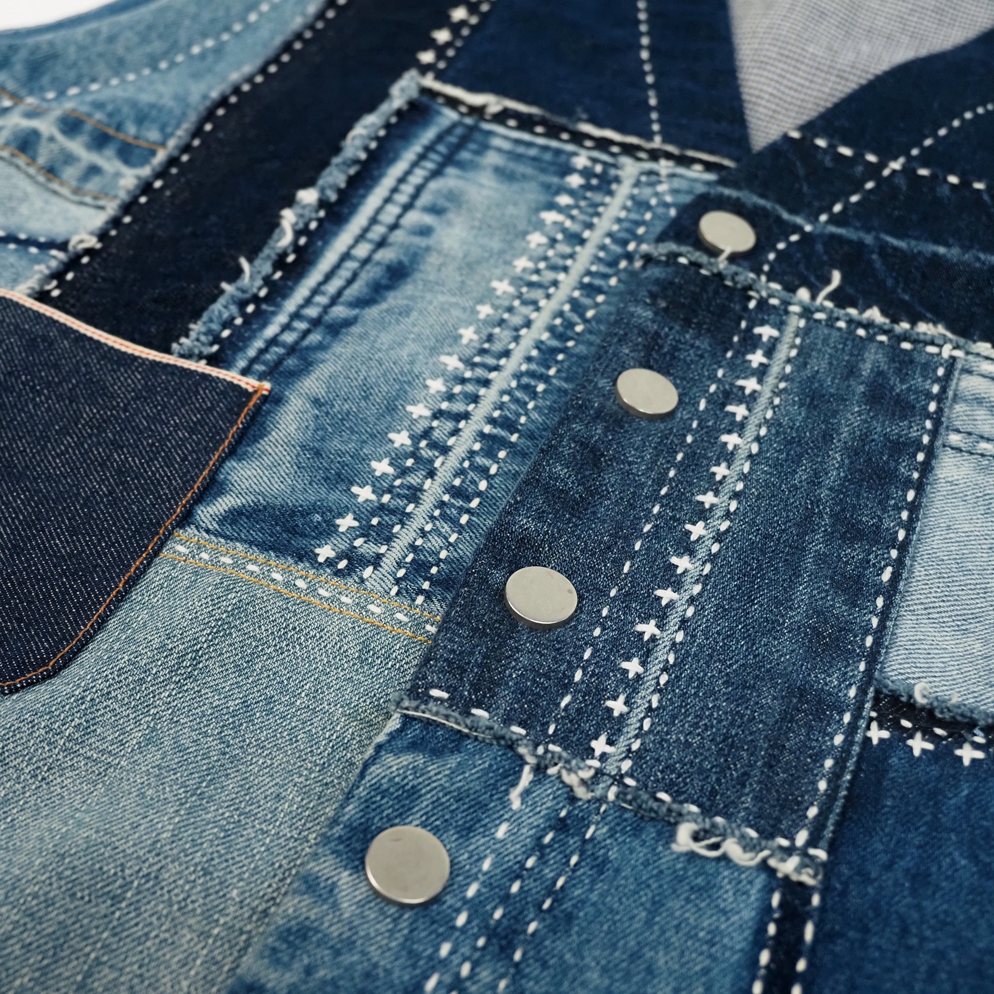 Handcrafted denim montage vest