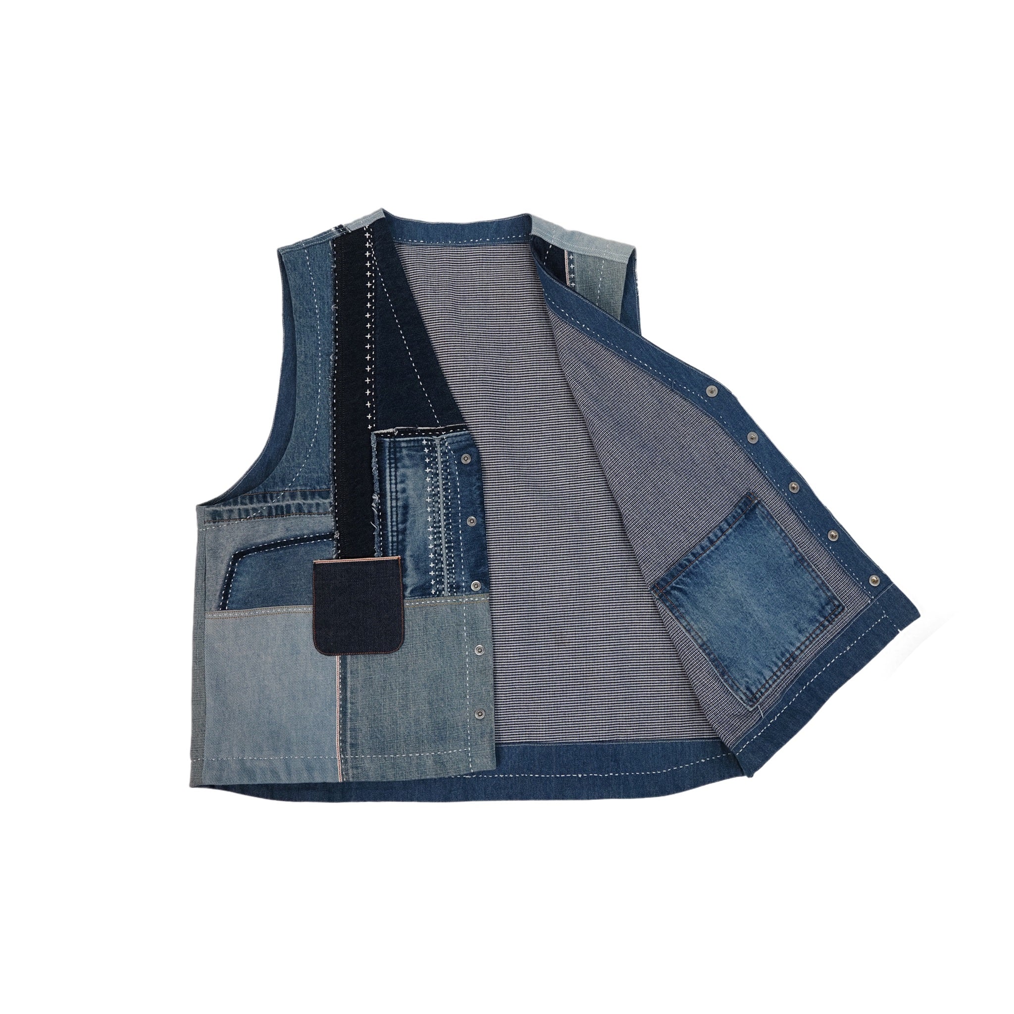 Handcrafted denim montage vest