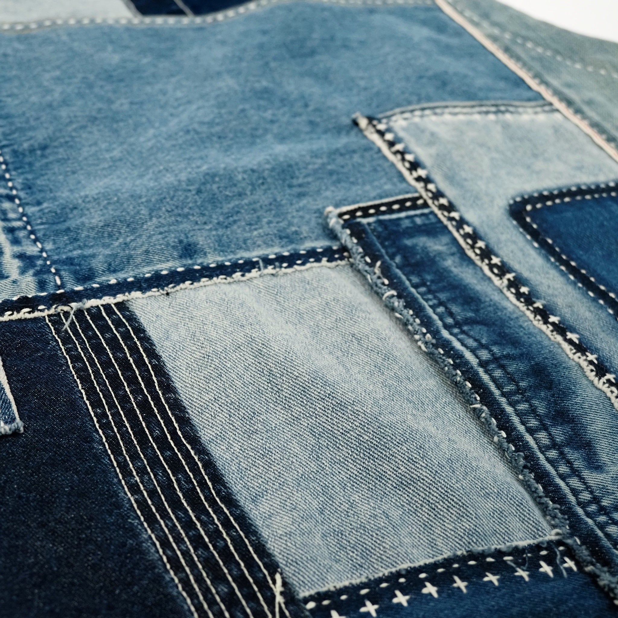 Handcrafted denim montage vest