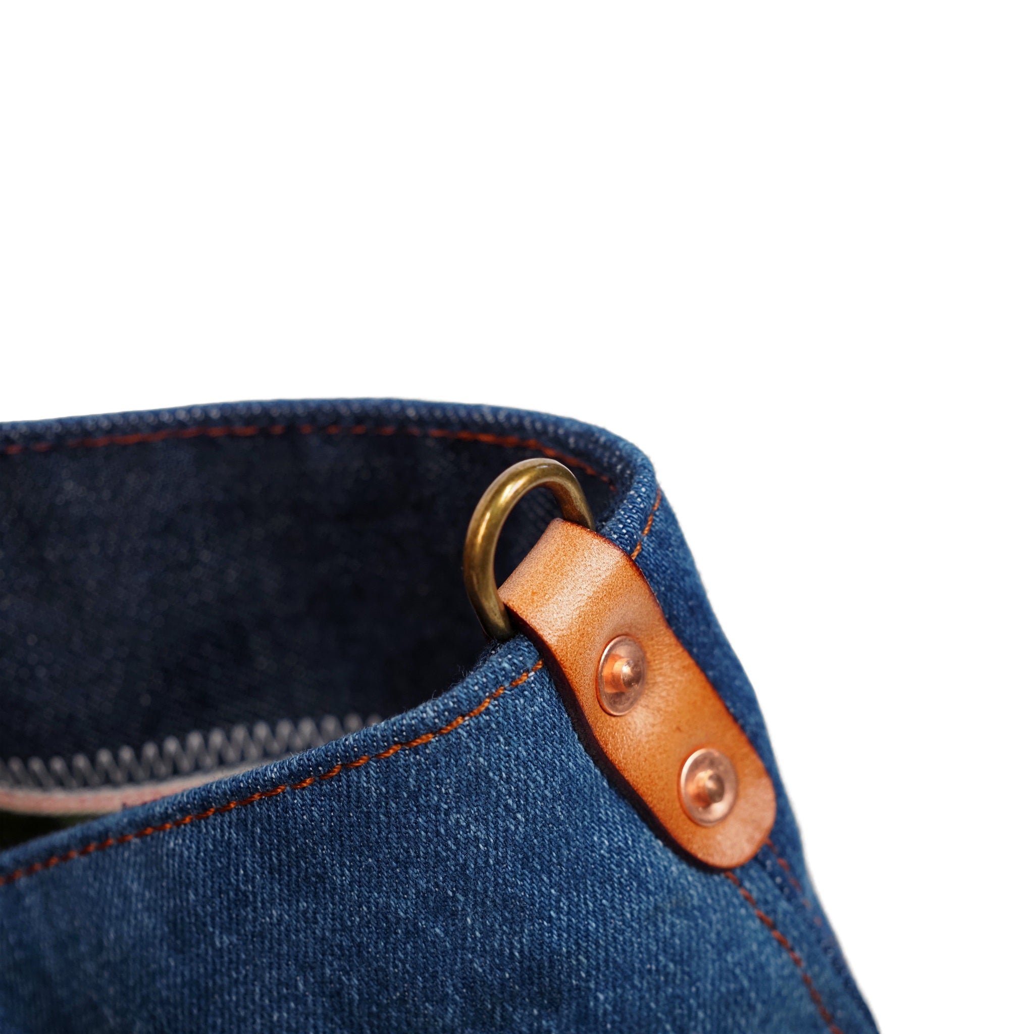 patchwork denim tote with four-leaf clover