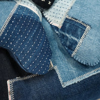 patchwork denim tote with four-leaf clover