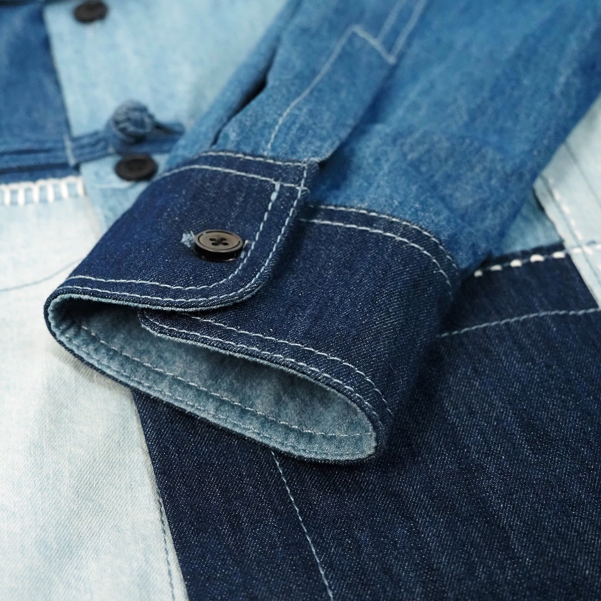 Oriental Knot Patchwork Denim Shirt